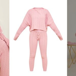 Dusty Pink Cable Knit Pajama Jumper Legging Set